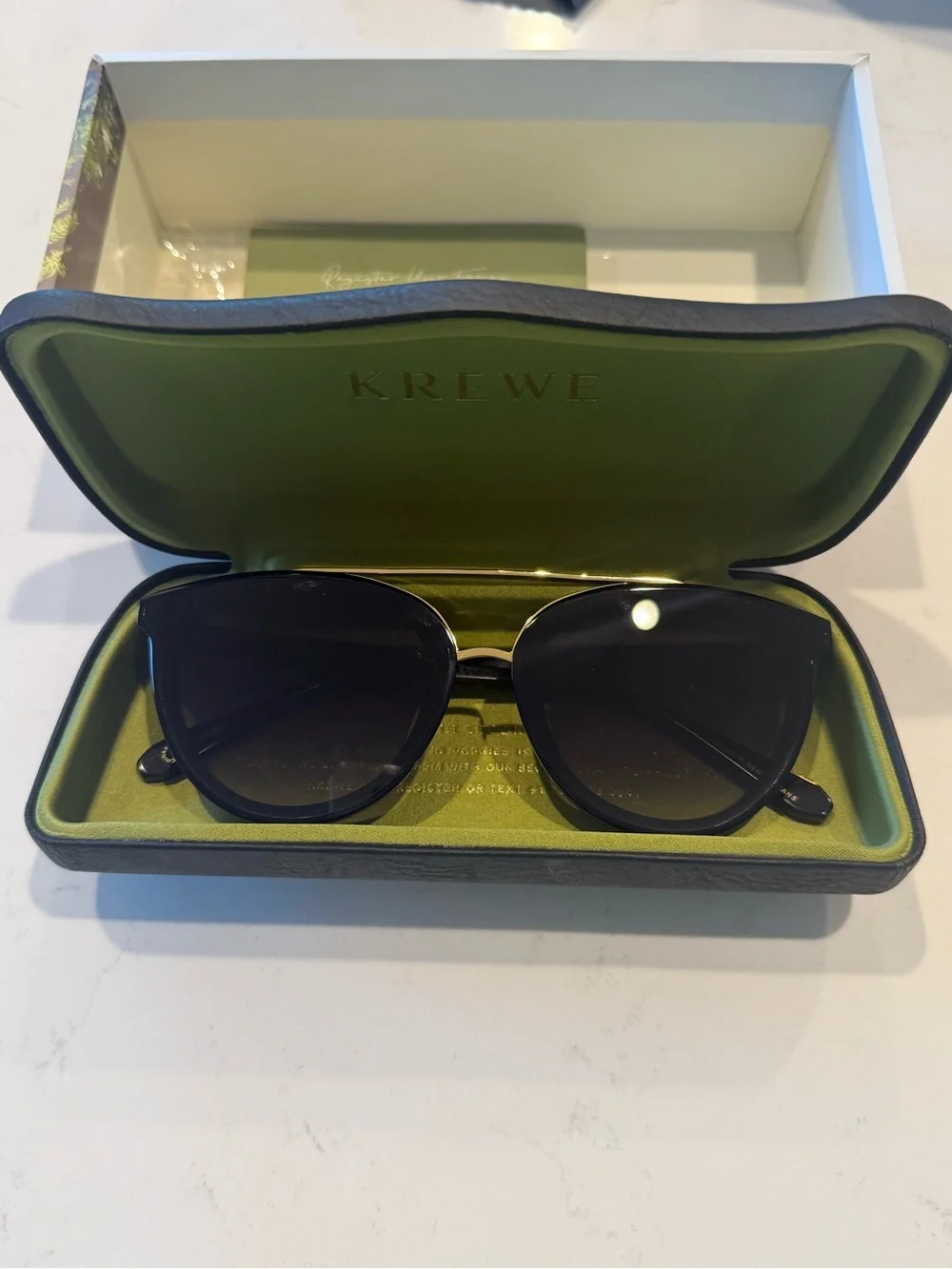 KREWE Clio Nylon Black + Shadow 24K Oversized Aviator Sunglasses NWT - Picture 4 of 7